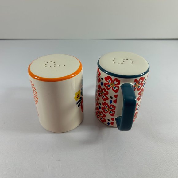 Pioneer Woman Salt Pepper Shakers Flee Market Pattern Ceramic 3.5" Tall - Picture 3 of 7
